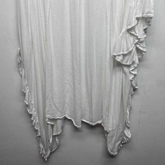 Swimsuits For All Button Front Womens White Bikini Cover Up Sz 22/24 Ruffle Trim - Picture 12 of 16